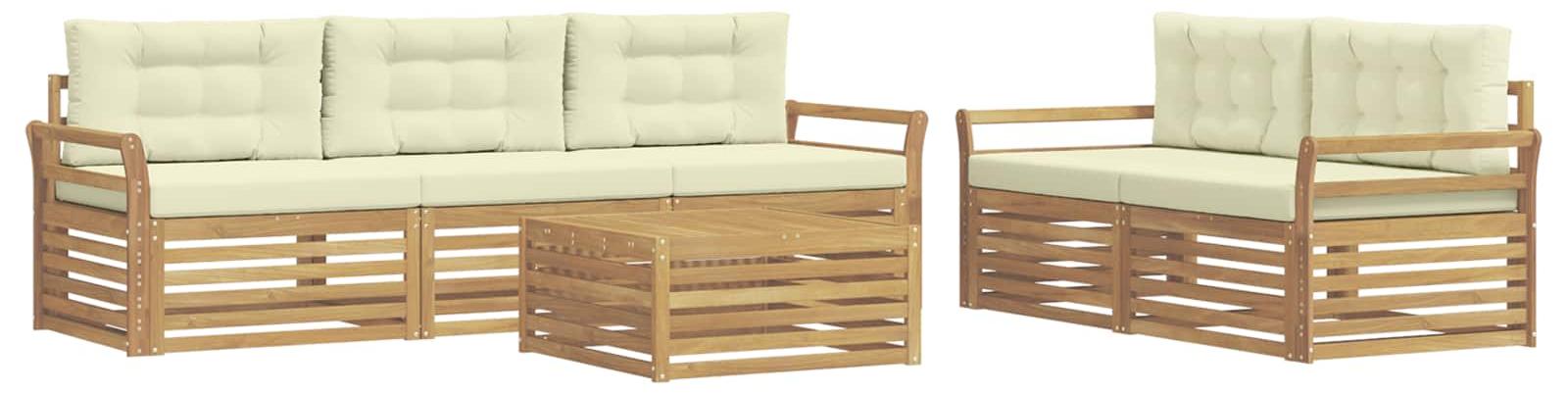 Garnitur aus 6 Outdoor-Sofas, weiß und cremefarben