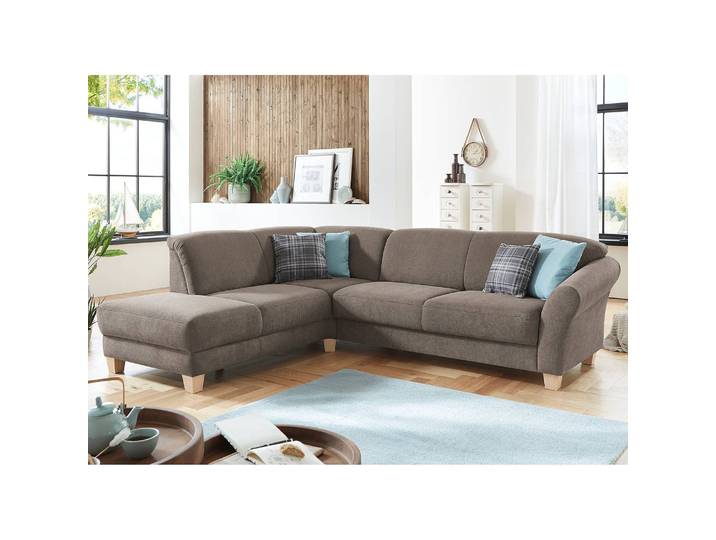 Ecksofa Webstoff Braun/Cubanit Webstoff 257 x 84 x 212cm Ottomane davorstehend links Keine Funktion Natur