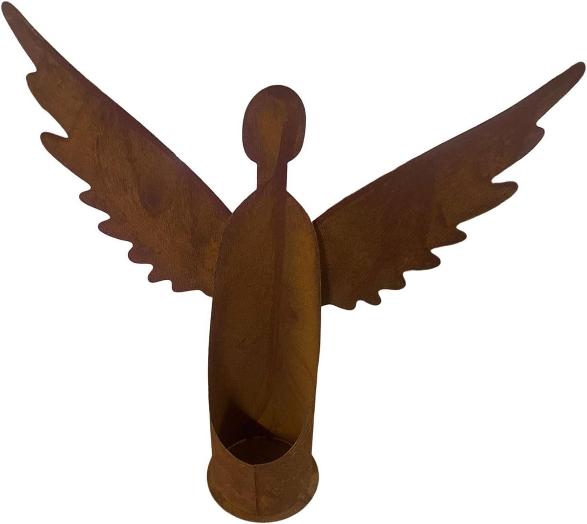Antieke metalen engel kandelaar voor buiten decoratie, Hoogte: 30 cm