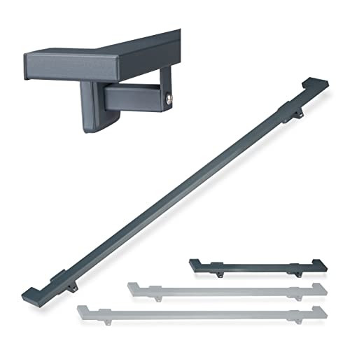 Relaxdays Hoekige trapleuning antraciet, modern design, wandmontage, 100 cm