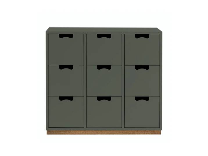 Asplund Commode Snö B3 green khaki, support en chêne
