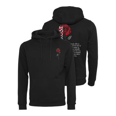 Rundhalspullover MISTERTEE "MisterTee Herren Wild Rose Hoody", Herren, Gr. S, schwarz, 100% Baumwolle, bedruckt, Rundhals, Pullover Rundhalspullover