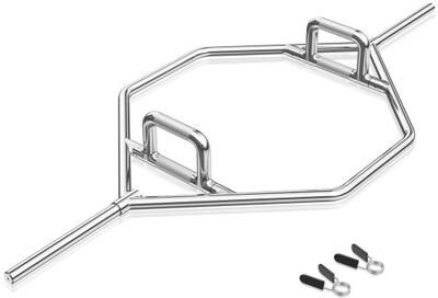 Costway Standard Hex Trap Bar with 2 Spring Collars and Foldable Handle-Silver