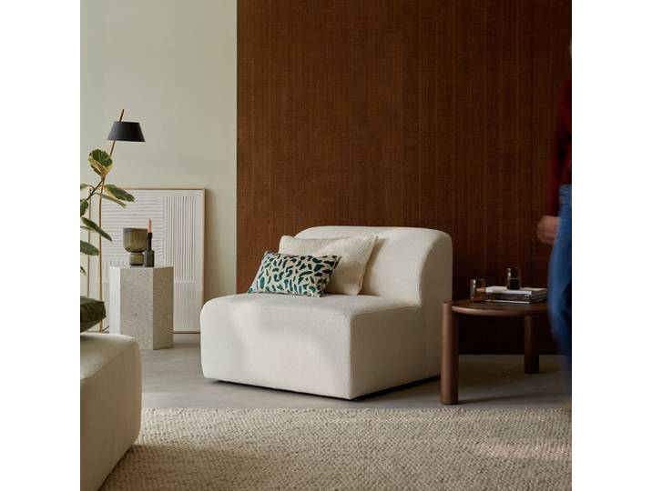Vénus - Tiefer Modul-Einsitzer aus Stoff in Ecru - Beige