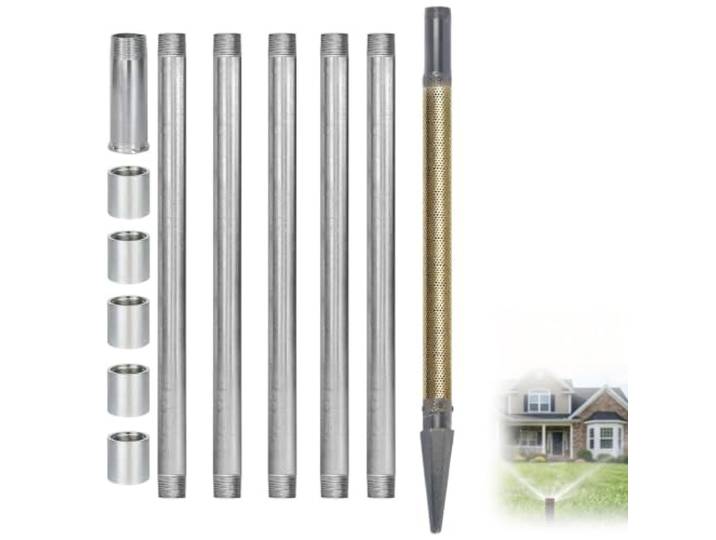 SENODON Flachbrunnen-Brunnenspitzenset, 1-1/4 x 45 Rohr mit 60-Mesh-Sieb Professionelles Bohrzubehör für Sand und weiche Böden. Gewährleistet lange Haltbarkeit.