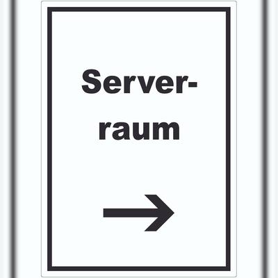 HB-Druck Serverraum Aufkleber mit Text und Richtungspfeil rechts Computer IT PC hochkant A7 (74x105mm)