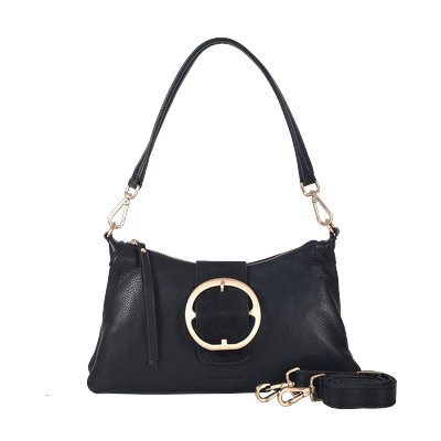 Schultertasche HARBOUR 2ND "Ilaria", Damen, Gr. B/H/T: 33cm x 18cm x 8cm, ash, Leder, Taschen Schultertasche, Handtasche, Abendtasche mit Reißverschlussfach auf der Rückseite