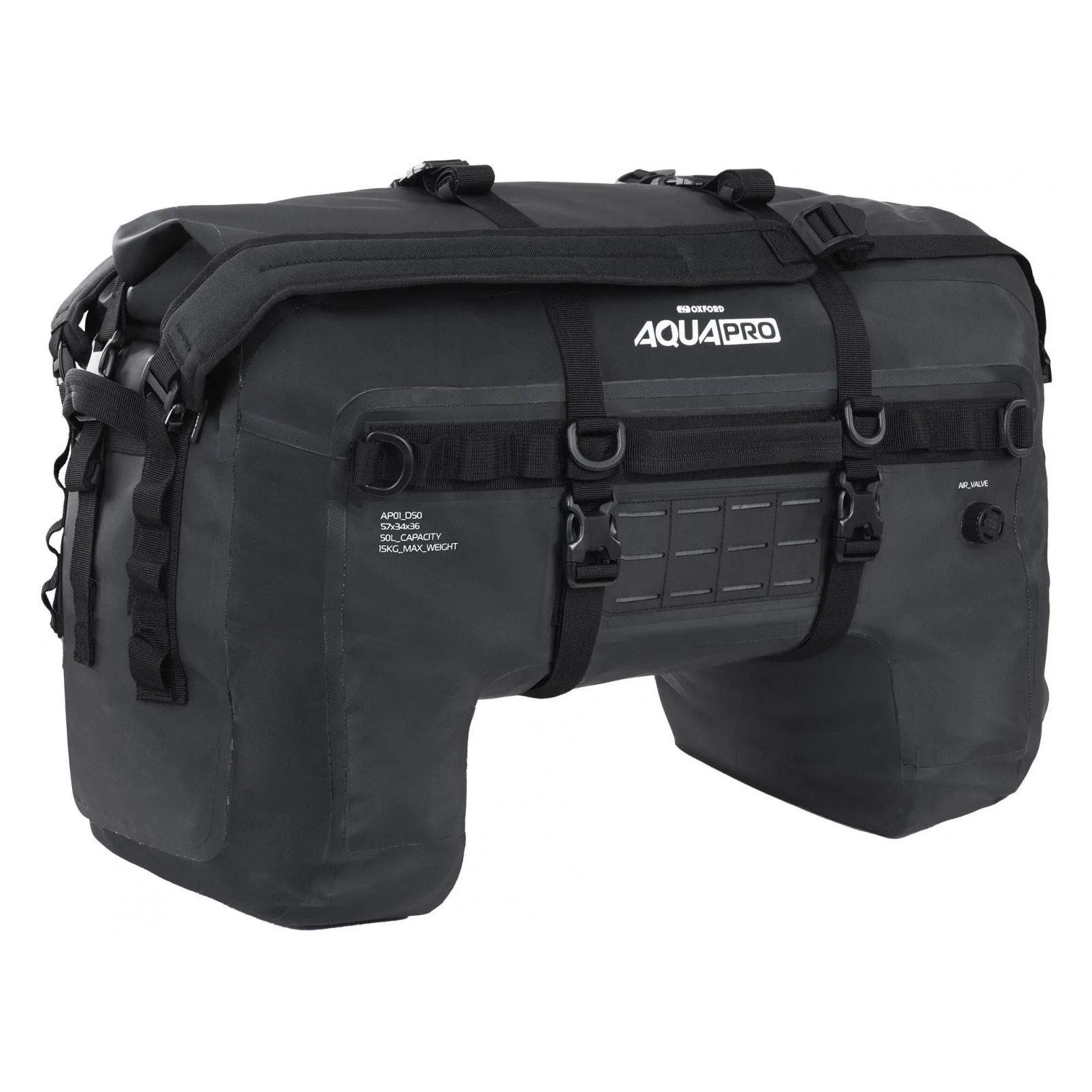 Oxford Aqua Pro D-50 Duffle Bag Motorrad Rolltop Gepäcktasche Hecktasche Motorrad Gepäck, Schwarz (OL1022)