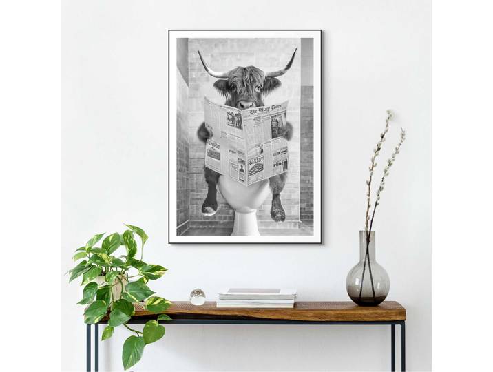 Bild mit Rahmen REINDERS Highlander Toilet , schwarz (farbe bild(er): schwarz), B:50cm H:70cm T:1,6cm, Holzwerkstoff, Bilder, Bild mit Rahmen