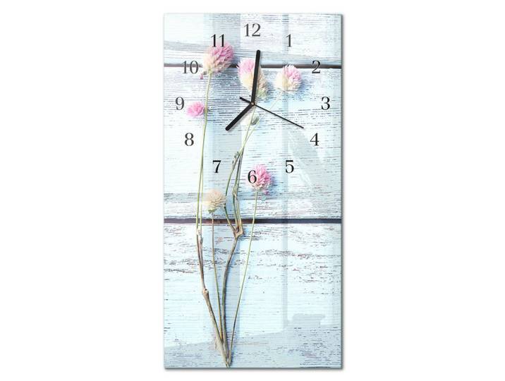 Tulup Wanduhr 60x30 cm - Natur, Weiß, Glas, Rechteckig, 30x60x0.4 cm, Dekoration, Uhren, Wanduhren