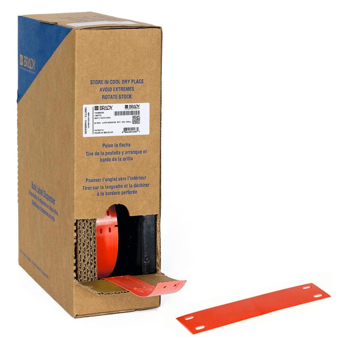 Brady BM-15x75-7643-RD, Heatex Schilder, Rot, matt, 15.00 x 75.00 mm, nicht klebend, Grossrolle (25 (BM-15X75-7643-RD)