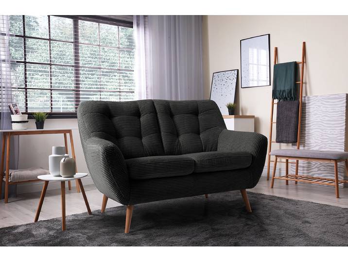 2-Sitzer Sofa Grau Cordstoff Poppy 137 x 92 x 92cm Modern