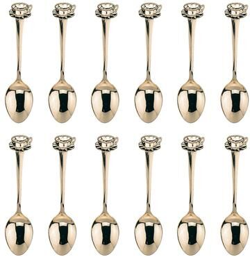 Fino Demi Spoon Set, Cup and Saucer Design, Gold Plated Stainless Steel, Set of 12