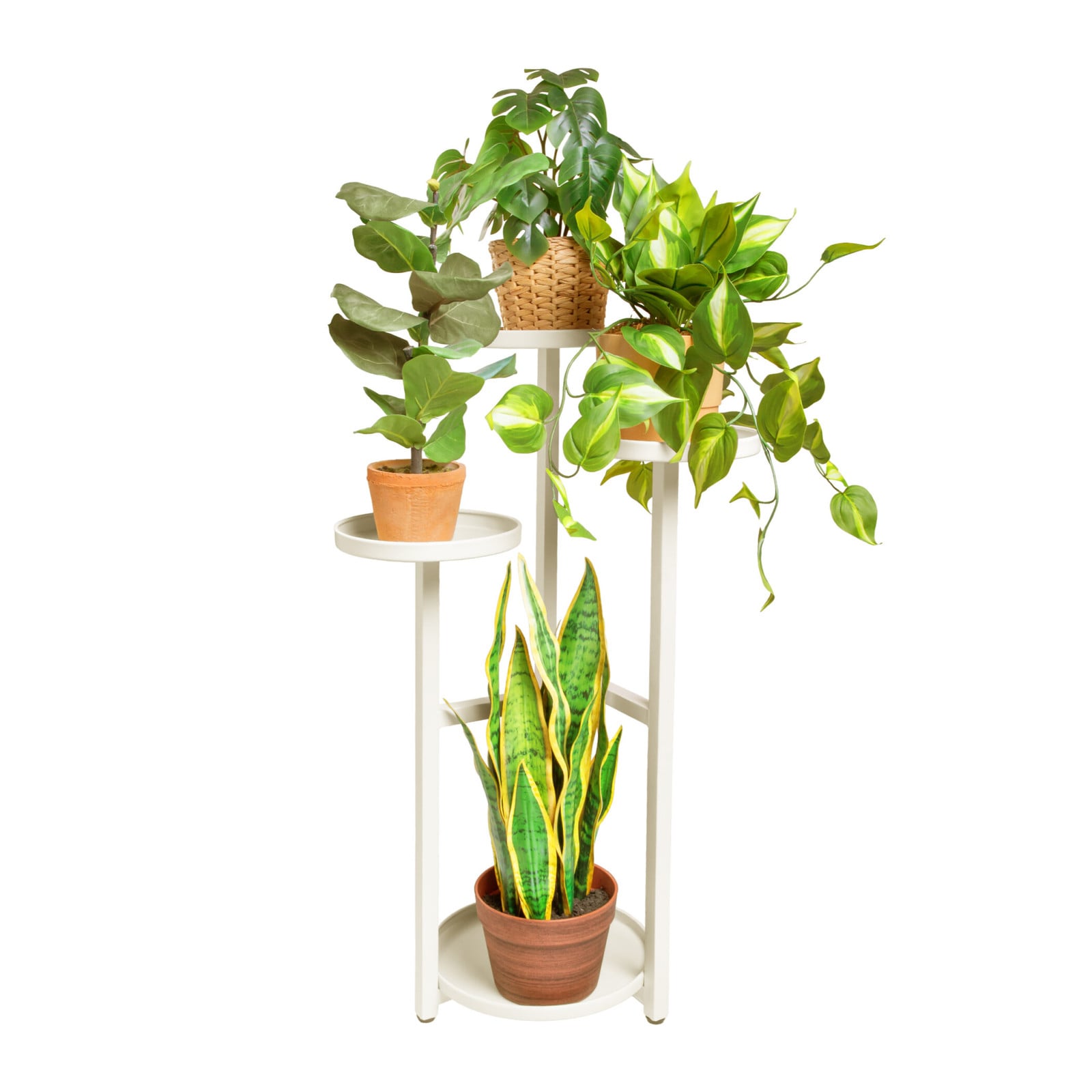 QUVIO Plantenstandaard voor 4 planten - Metaal - Beige