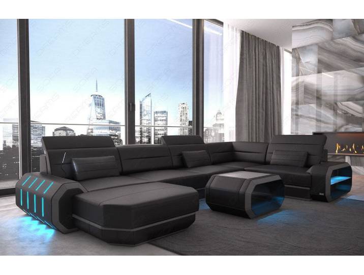 Wohnlandschaft Roma XL U-Form in Leder