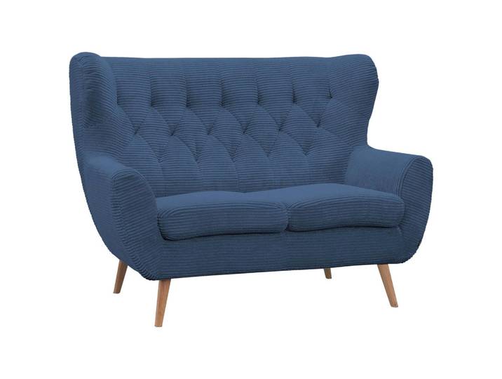 Stylife 2-Sitzer-Sofa Skagen, Blau, Holz, Eiche, massiv, 137x101x95 cm, Hocker erhältlich, Stoffauswahl, Fußauswahl, Typenauswahl, Rücken echt, Wohnzimmer, Sofas & Couches, Sofas, 2-Sitzer Sofas