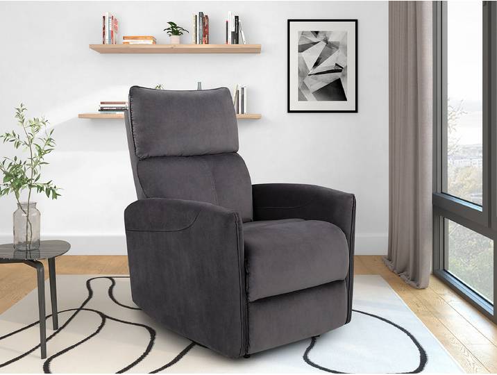 home24 Relaxfauteuil grijs/antracietkleurig velours 84 x 103 x 95cm