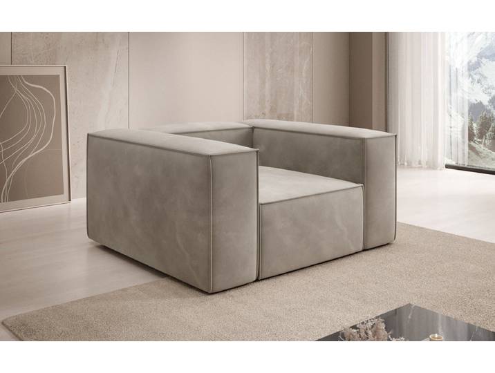 Designer Sofa-Sessel Lesley in Samt - Beige - Samt - Luxusbetten24