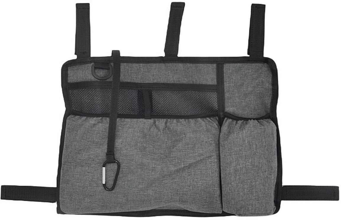 INF Outdoor-Aufbewahrungstasche für Rollstuhl und Rollator - Händefreie, multifunktionale Polyester-Rollator-Tasche, faltbarer Grau