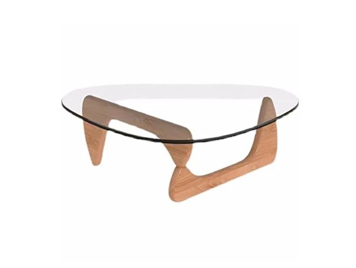 Exquisiter Sofa-Beistelltisch, kleiner Wohnzimmer-Couchtisch aus Glas, Massivholzhalterung, kreativer niedriger Sitztisch, unregelmäßiger, minimalistischer Freizeittisch (Farbe: A, Größe: 82 x 57 x 40