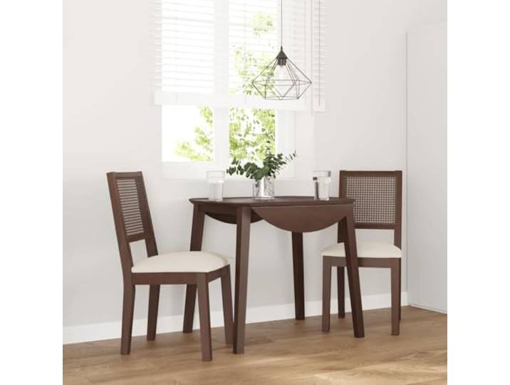 KGHFDVB Esszimmerstühle mit Kissen 2 STK. Braun Massivholz Gummibaum Stoßfest, langlebig, ergonomische Rückenlehne, komfortable Kissen, vielseitig nutzbar