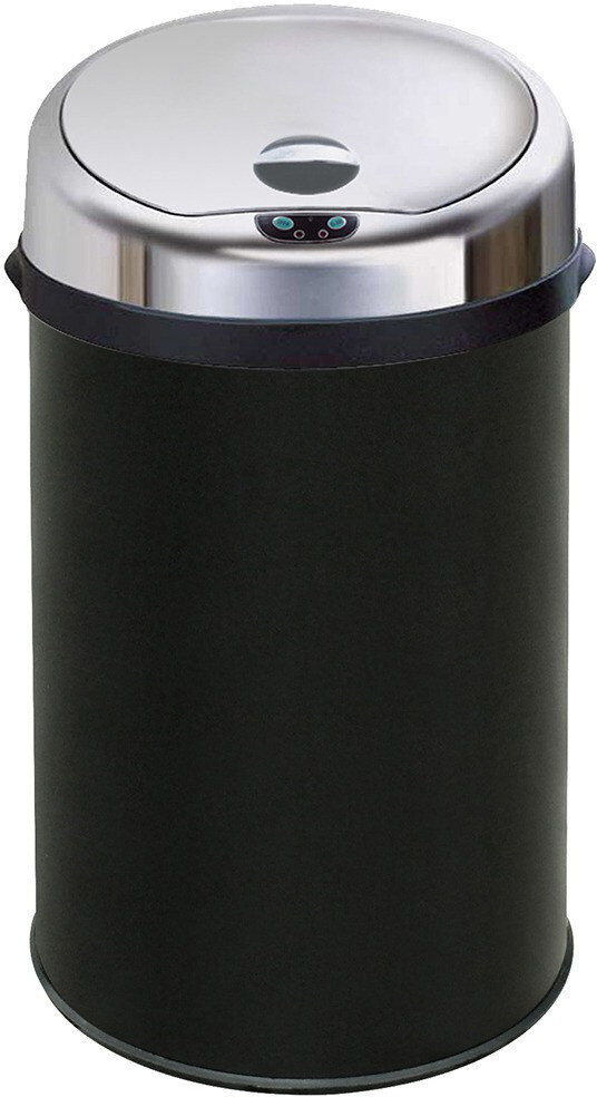 Symple Stuff Ladson Steel Motion Sensor Kitchen Trash Can Black 30L