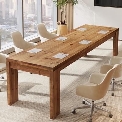 OEM Solid Wood Conference Table, 78.7inch Meeting Table, Extra Long Business Table, Office Training Table for Conference Room