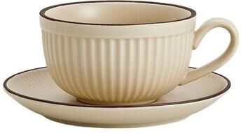 Uplift Essentials Retro Pumpkin Ceramic Cup And Saucer Set beige