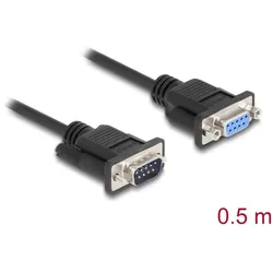 DeLOCK Seriell Kabel RS-232 D-Sub 9 Stecker zu Buchse Nullmodem mit schmalem Steckergehäuse 0,5 m