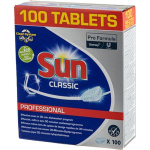Sun Spülmaschinentabs Professional Pro Formula, Classic, kraftvolle Reinigung, strahlender Glanz, 100 Tabs