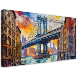 LEINWANDBILD Brücke New York Impressionismus 120x60cm