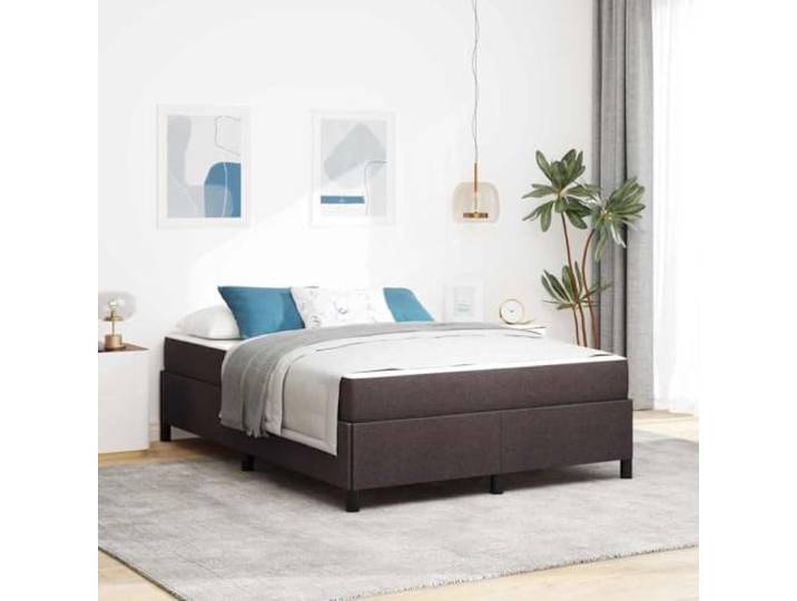 Stoffbezug mit Matratze Modernes Schlafzimmerdesign Rückenstütze aus Boxspringbett Dunkelbraun 140x200 cm Stoff mit Matratze Taschenfederkern Bonnell Federkern Doppelbett Modernes Polsterbett