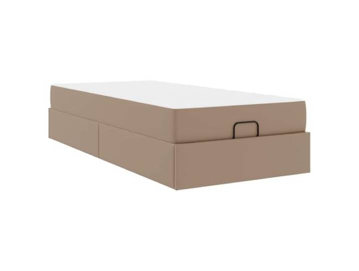 PUGYNBK Bett mit Matratze Zimt, 2 Stück, PVC Fester Lattenrost aus Holz und Metall, Schaumstoff mit hoher Dichte, Aufbewahrung unter dem Bett, mattes Finish