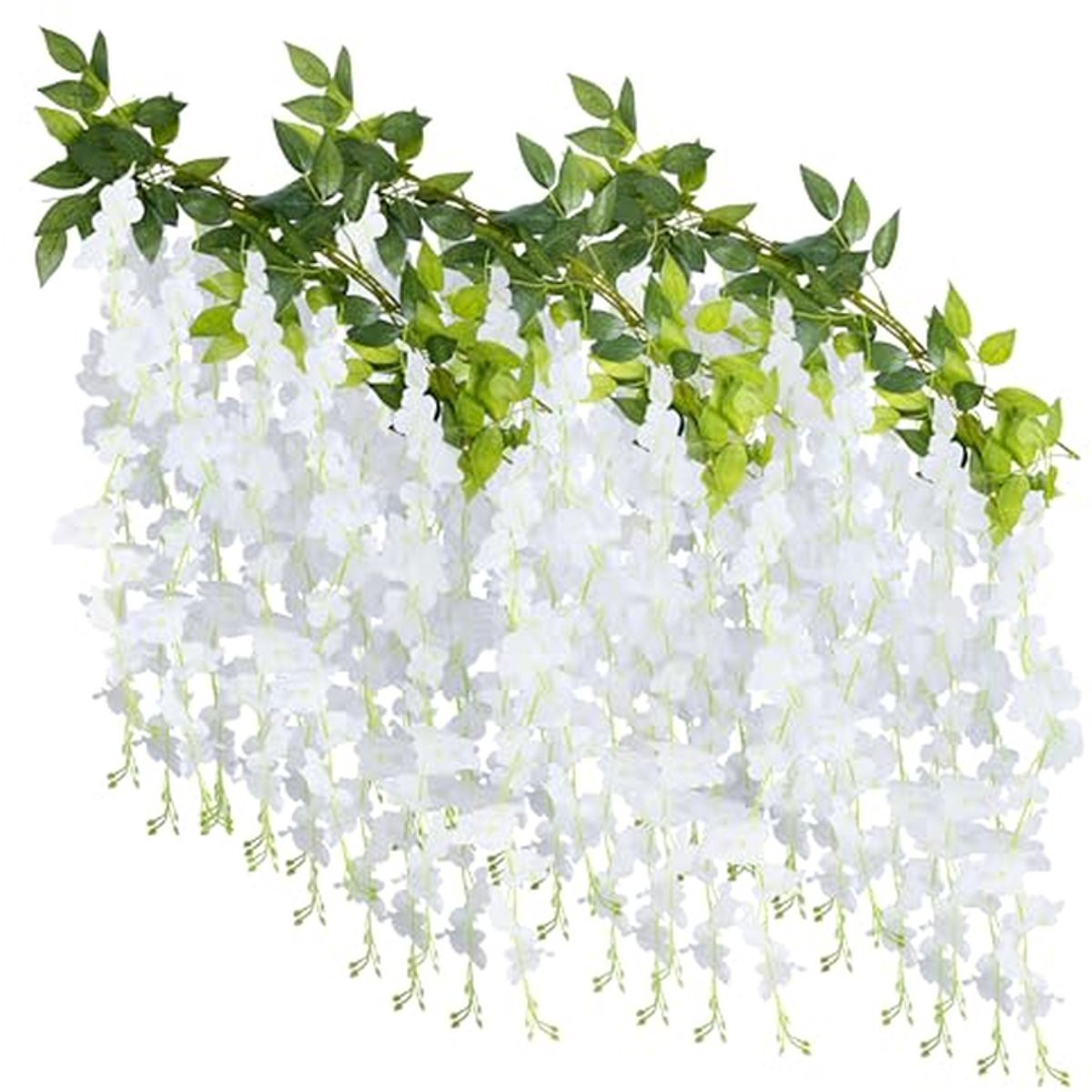 Set van 3 Witte Kunstbloemen Slier - Nep Wisteria Decoratie - 1.85m per stuk