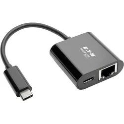Eaton USB-C to Gigabit Network Adapter with USB-C PD Charging - Thunderbolt 3 Black (USB-C 3.1 Gen 1, RJ45 Gigabit Ethernet (1x)), Netzwerkadapter, Schwarz
