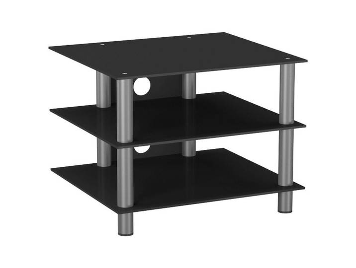 Mid.you Phonotisch, Schwarz, Silberfarben, Metall, Glas, rechteckig, 60x45x42 cm, Kabelkanal, Babymöbel & Kindermöbel, Kinderzimmer & Jugendzimmer, Phonomöbel