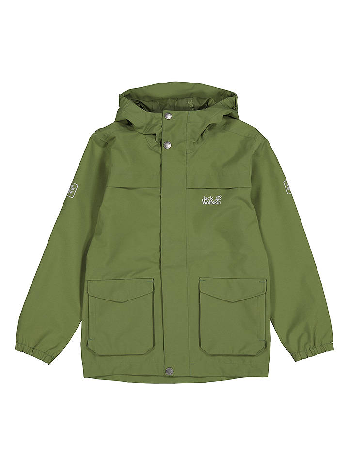 Jack Wolfskin Regenjacke "Rock Town" in Oliv - 140