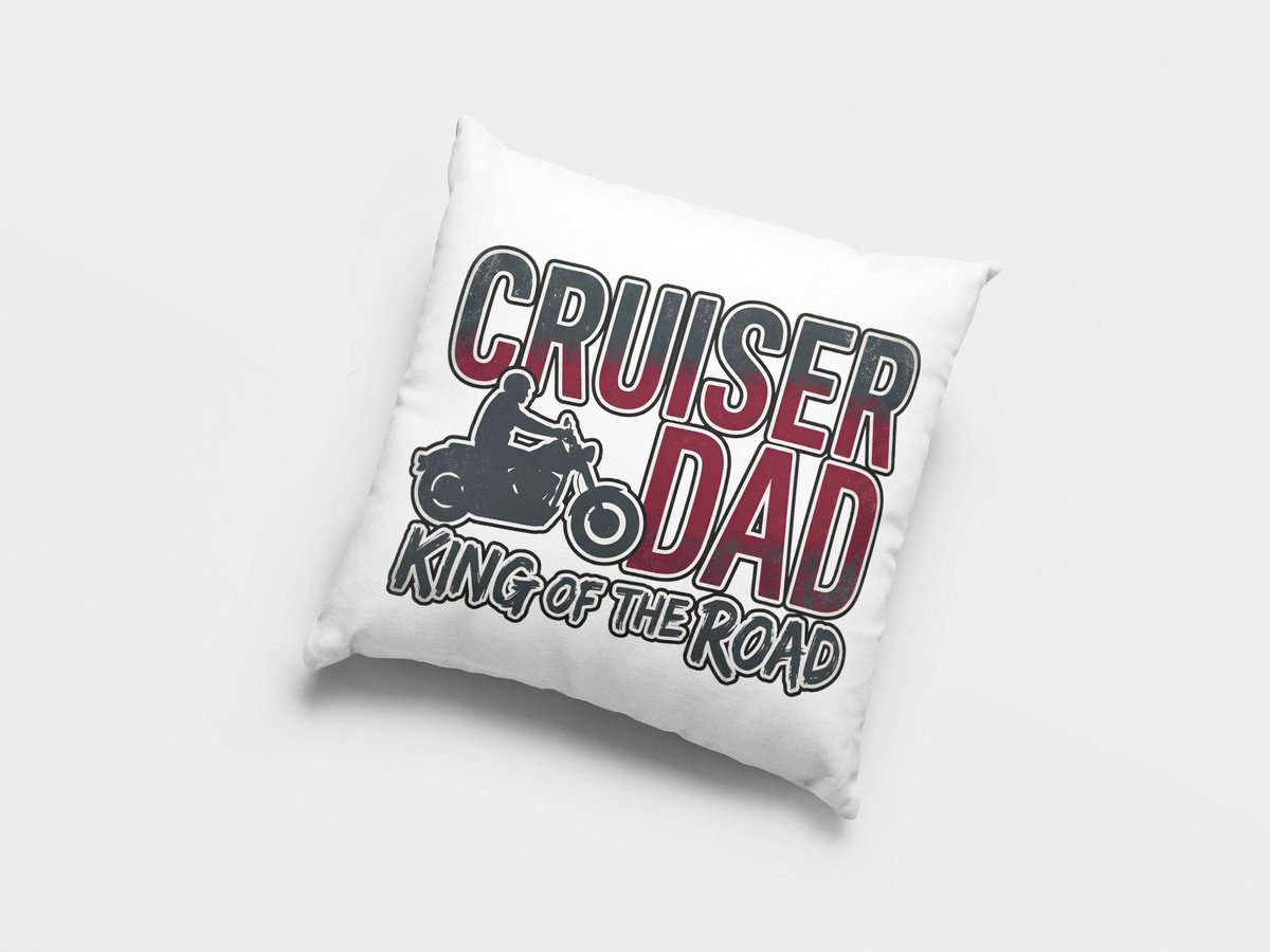 Cruiser Dad King of the Road kussen - Cadeau voor motorrijders