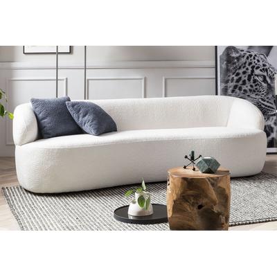 3-Sitzer SALESFEVER "Stilvoller 3-Sitzer für Ihr Zuhause", weiß, B:220cm H:70cm T:93cm, Bouclé Stoff (100% Polyester), Sofas, organisch geformt, Breite 220 cm