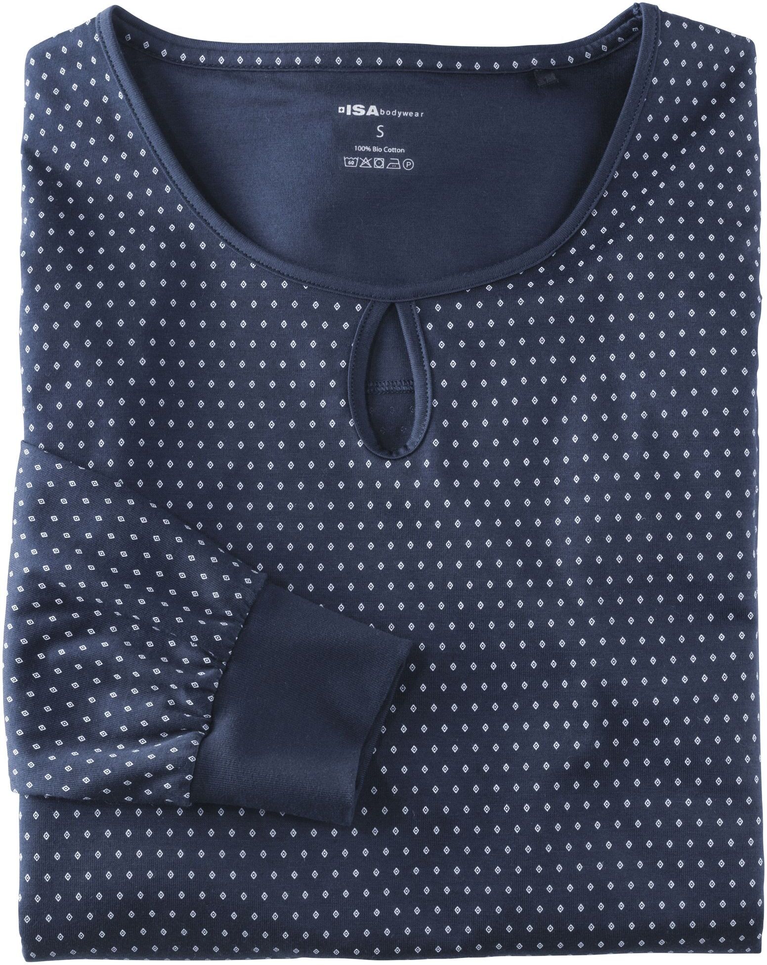 Pyjama ISA BODYWEAR "Pyjama lang", Damen, Gr. M, blau (dunkelblau), Obermaterial: 100% Baumwolle CO(Bio)., Homewear-Sets Pyjama dunkelblau M