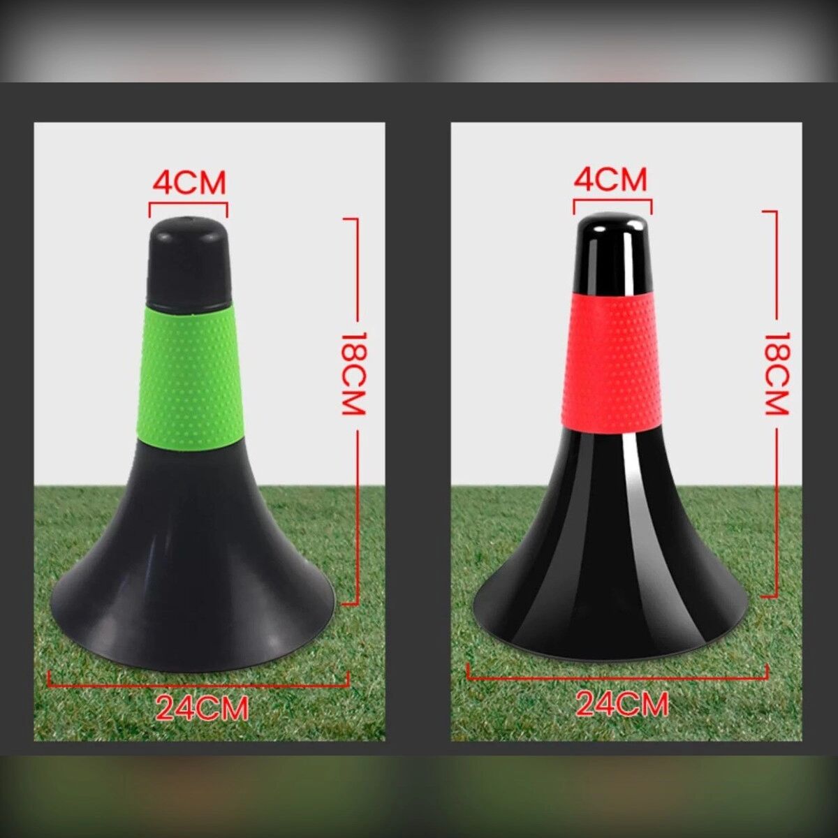 INF 5er-Set Ballkontroll-Trainingskegel für Dribbling und Agility, rutschfest, inkl. Aufbewahrungstasche Rot