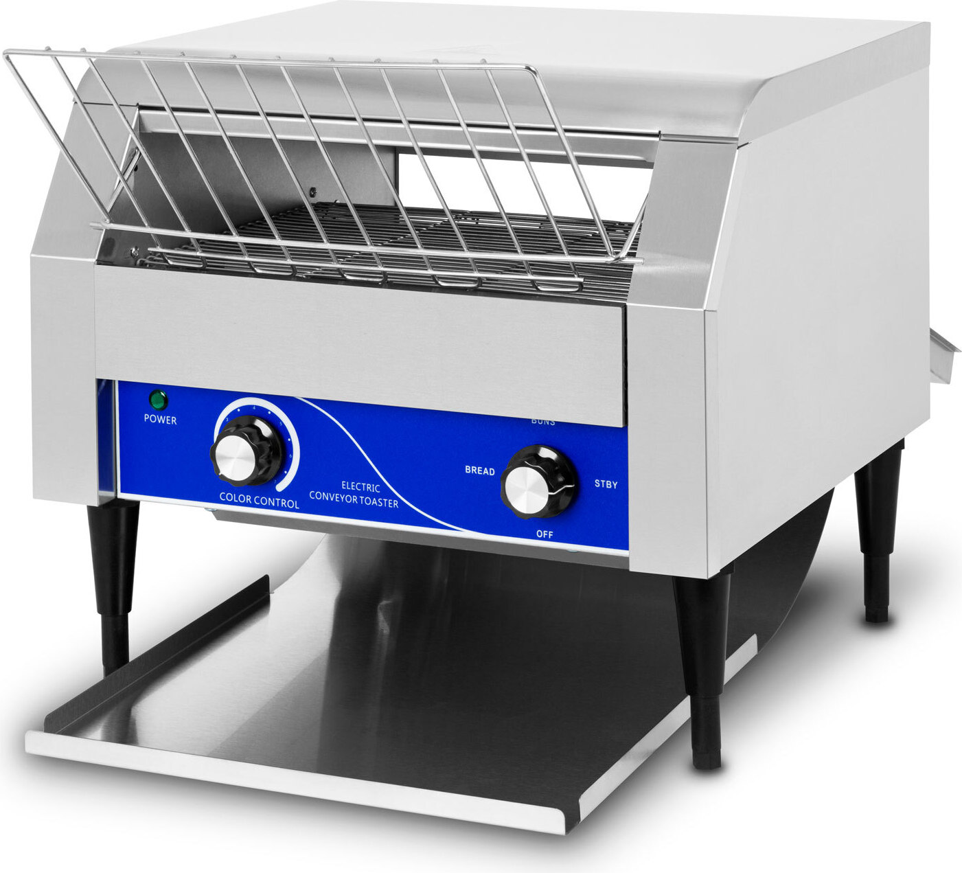 VERTES Durchlauftoaster Toaster mit Laufband aus Edelstahl (2640W, 230V, Gastro Profi für Toast und Burger Buns, Zugabefach, 2 Ausgabefächer)