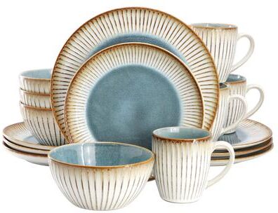Elama 16 Piece Stoneware Dinnerware Set