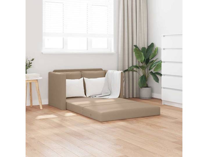vidaXL Bodensofa mit Schlaffunktion Cappuccino-Braun Kunstleder