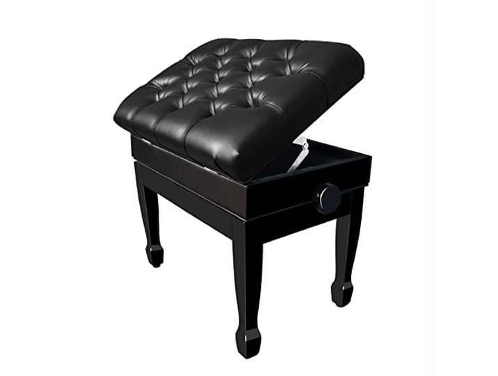 iumLeap Klavierbank aus Leder, höhenverstellbar, mit Ablagefach, Keyboardbank, Klavierhocker, 60 x 40 x 48-58 cm, Schwarz