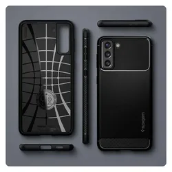 Spigen Rugged Armor (Samsung Galaxy S21, Samsung Galaxy S21 5G), Smartphone Hülle, Schwarz