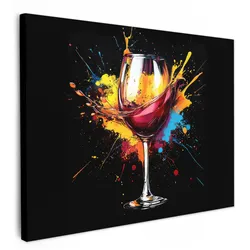 LEINWANDBILD Wein - Glas - Graffiti - Getränk - Rot - Farbe Wandbilder 80x60 cm