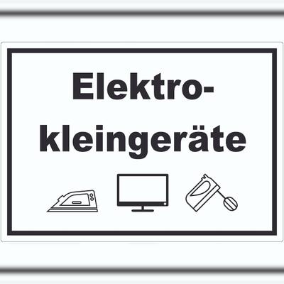 HB-Druck Elektrokleingeräte Mülltrennung Aufkleber Text Symbol Haushaltsgerät A4 (210x297mm)