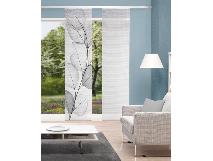 Schiebegardine VISION S YULE , grau, B:60cm H:260cm, Polyester, Polyester, Gardinen, Schiebegardine, digital bedruckt