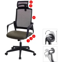 Bürostuhl MCW-J52, Drehstuhl Schreibtischstuhl, ergonomisch Kopfstütze, Kunstleder ~ olivgrün